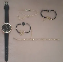 Reloj de pulsera analógico de cuarzo para Mujer, cronógrafo con correa de cuero de lujo, color negro, 5 uds.