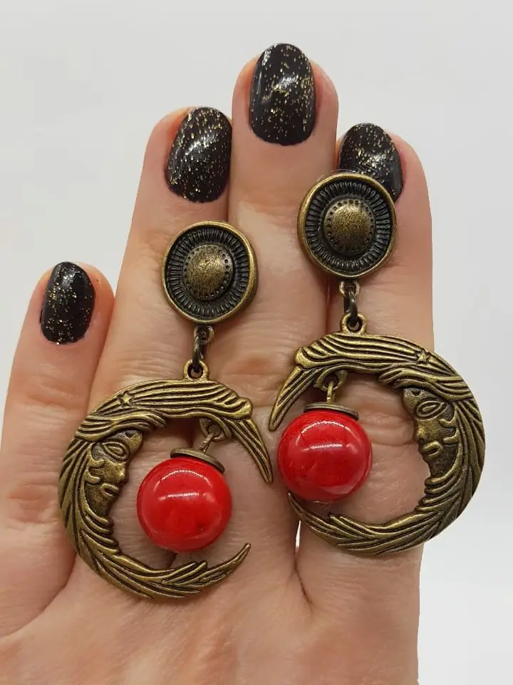 Серьги кольца красные