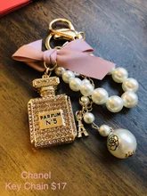 Fashion Keyring Keychain Holder-Bag Charm-Pendant-Accessories Perfume-Bottle Pearl Bow