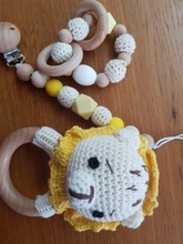 Sonajero de ganchillo para bebé, alce, zorro, oso, sonajero mordedor con campanas, anillos de madera para juguete educativo Montessori recién nacidos, juguetes para bebés