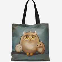 Многоразовая хозяйственная сумка эко женская сумка складная сумка для пляжа повседневное использование сумка на плечо Повседневная парусиновая с принтом совы