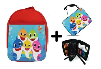 

PACK BACKPACK NETWORK AND CASE BABY SHARK ANIMATED SERIES CHILDREN school