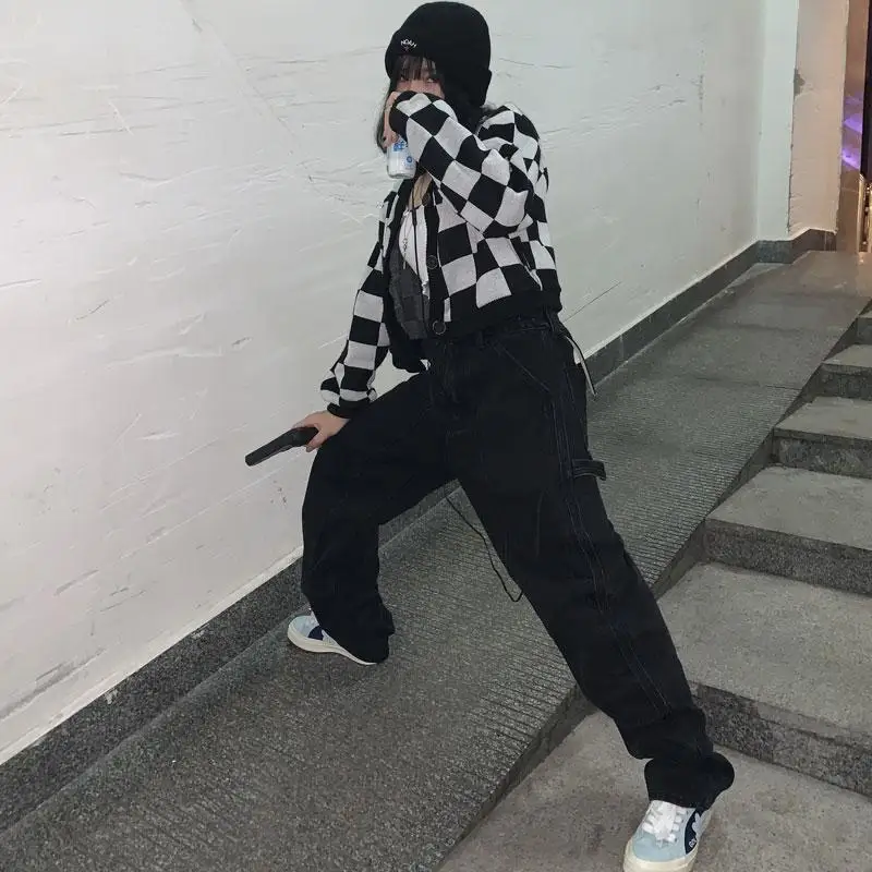 Harajuku vaqueros de pierna ancha Retro para mujer, ropa de calle Vintage  negra, pantalones Cargo, Vaqueros holgados de moda para chico y amigo,  Y2K|Pantalones vaqueros| - AliExpress