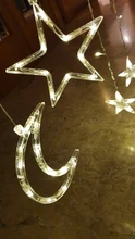 Lights Curtain-String Moon-Lamp Window-Decor Christmas Garland Fairy Icicle-Star LED