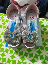 Disney-sandalias de princesa Frozen 2 para niñas, zapatos de cristal, tacón alto, pasarela, espectáculo