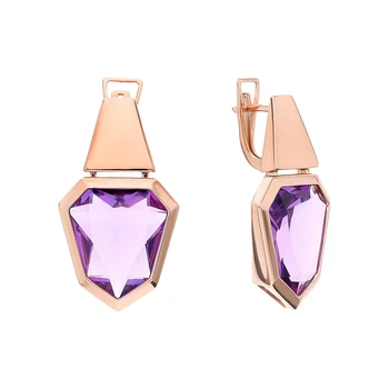 

Gold earrings with amethyst sunlight sample 585