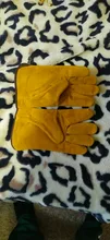Un par/conjunto de guantes de soldadura de cuero amarillo resistente al fuego para soldadura de Metal herramientas de mano
