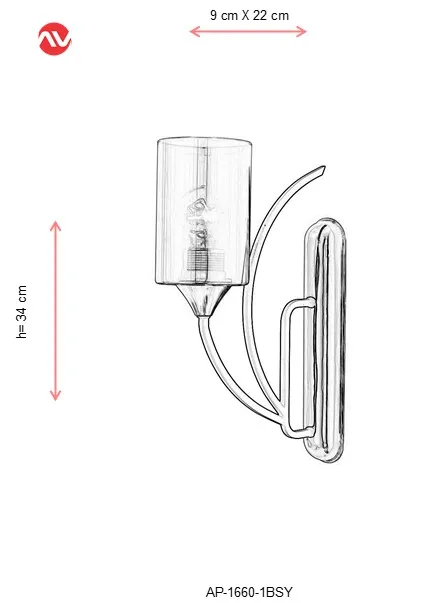 AVONNI AP-1660-1BSY черный окрашенный Настенный бра, E27, металл, стекло