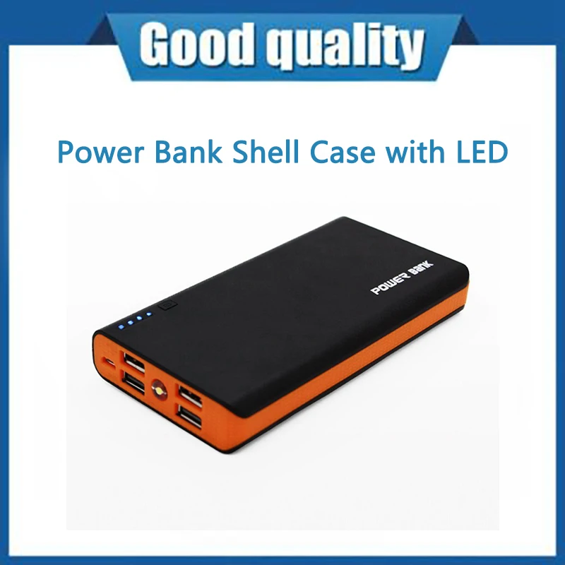 Red DIY Power Bank Case Kits with LED Light 4USB Powered By 6x 18650 Batteries 