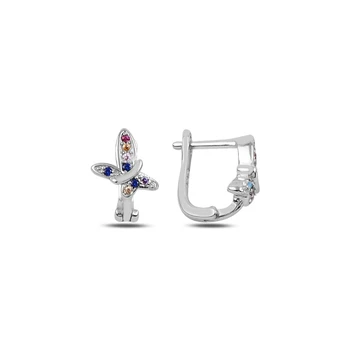 

KUTAYDAN Zircon Cubic Zirconia Butterfly J Earrings 925 Sterling Silver