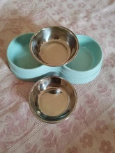 Alimentador de colores para mascotas, plato de acero inoxidable para alimento y agua de perros y gatos pequeños