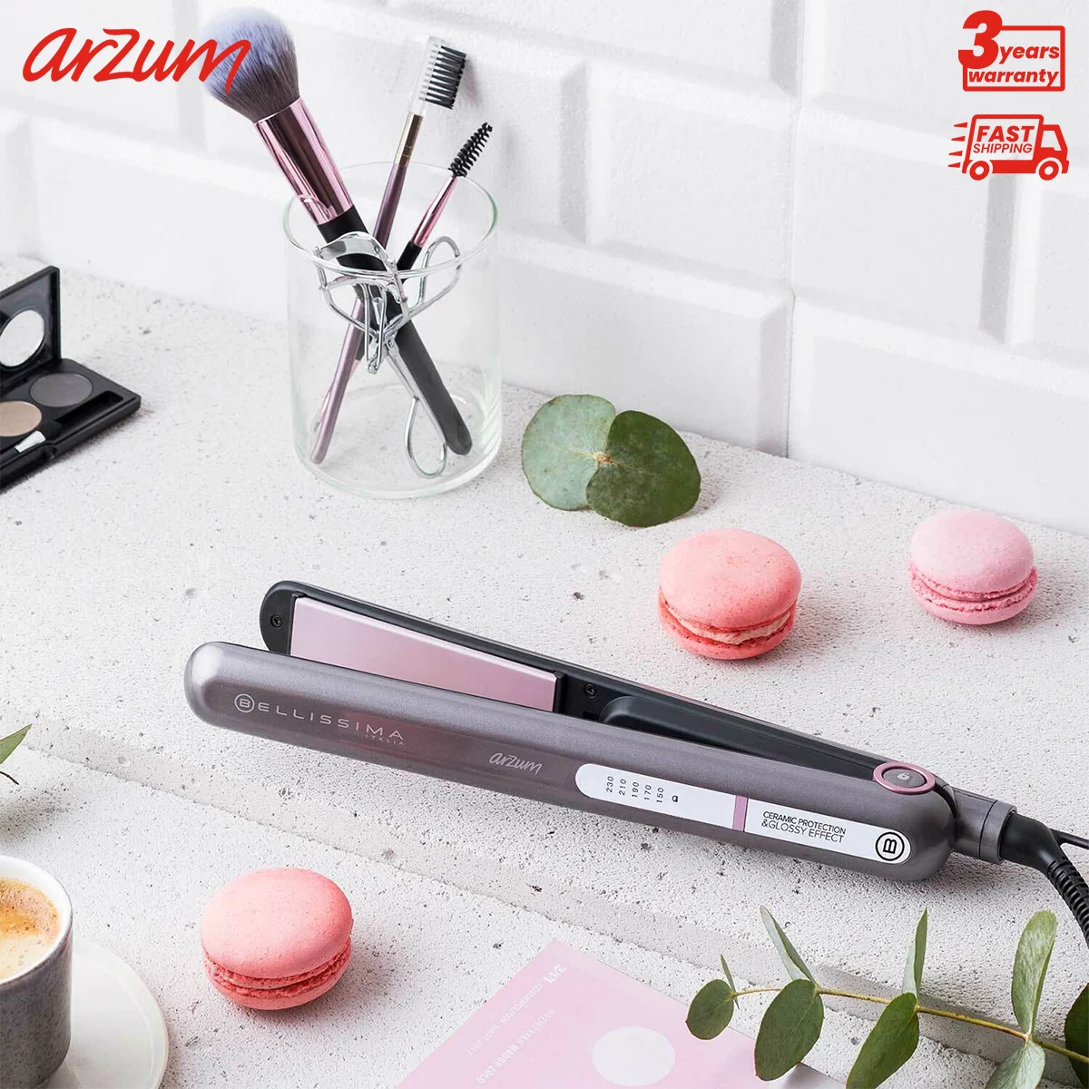 Arzum Bellissima Creativity Glossy Straightening Irons Fast Warm-Up Thermal Performance Professional Tourmaline Ceramic Heating arzum bellissima creativity glossy straightening irons fast warm up thermal performance professional tourmaline ceramic heating