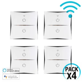 

Pack 4 double wall WiFi switches via Smartphone/APP 7hSevenOn Home