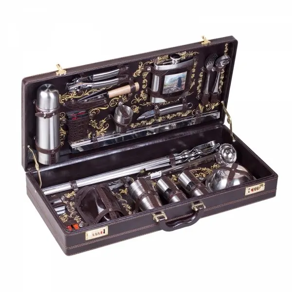 Шашлычный набор "элит-xs". Набор для туриста в чемодане. Подарок в кейсе. Набор шашлычный подарочный. Подарочные кейсы.