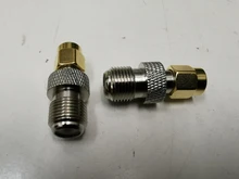 Conector tipo F hembra Jack a SMA macho, Conector recto Adaptador Coaxial RF F a SMA, convertidor de tono dorado, 1 o 2 uds.