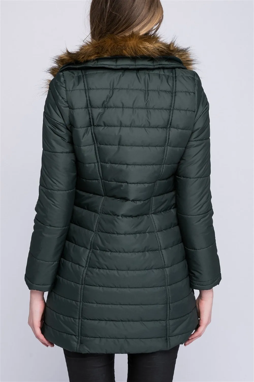 Z6430 DEWBERRY WOMAN COAT-GREEN