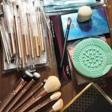 Jessup-Juego de brochas de maquillaje, 6 uds.-30 Uds., polvo dorado/rosa, sombra de ojos, cepillo de base