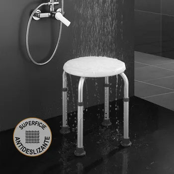 

Kibath aluminium bench for round height adjustable shower. Made of white ABS. Ideal reduced mobility