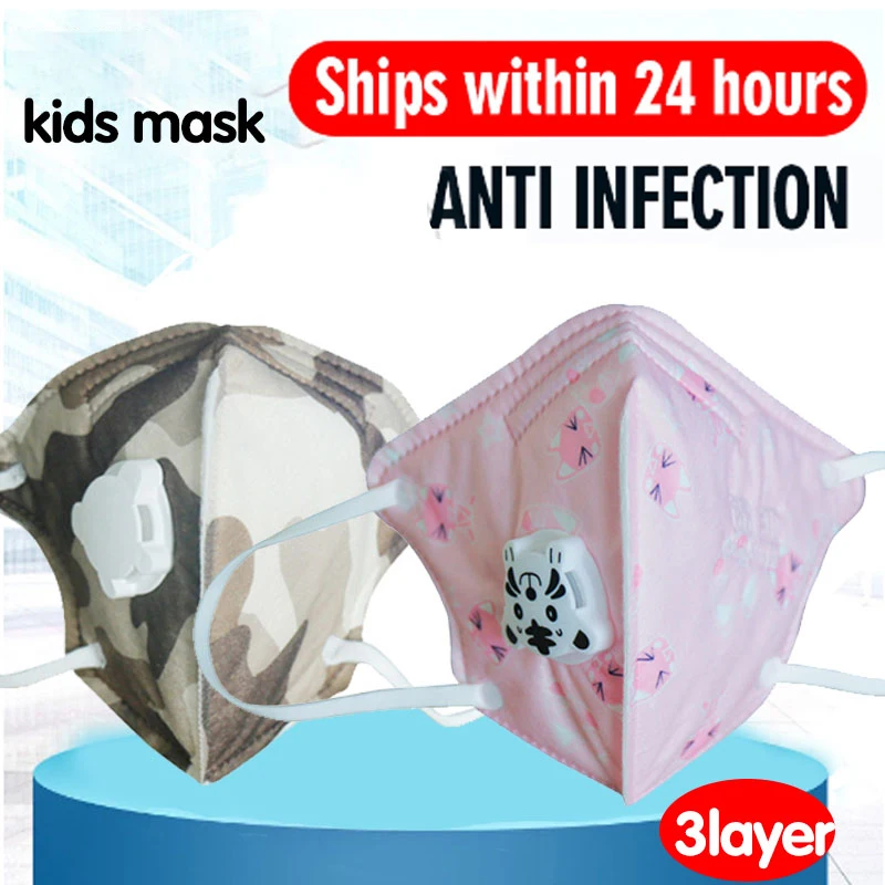 

kids protective mask Child Safety 3 Layer Protective Mask Anti Dust PM2.5 Masks Respirator Filter Valve reusable Mask