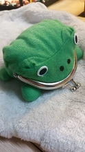 1 Uds. De cartera con forma de rana para Cosplay, monedero con forma de Animal verde, monedero de felpa suave, Mini cartera para tarjetas delgada
