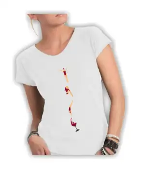 

T Shirt Woman Flamed Wide Neckline SHORT sleeves-JUMP WINE MADE IN ITALY