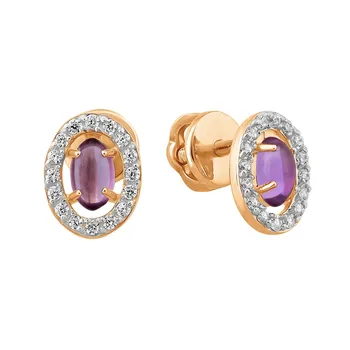 

Gold earrings with amethyst and cubic zirconia sunlight sample 585
