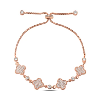 

KUTAYDAN 925 Sterling Silver Zircon Gemstone Clover Elevator Bracelet