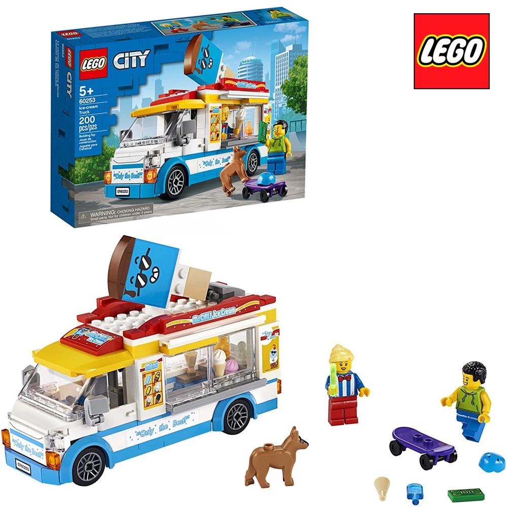

Грузовик для мороженого LEGO City, 60253 оригинал для детей, новая игрушка для детей, подарок на день рождения и Рождество для мальчиков и девочек (200 шт.)