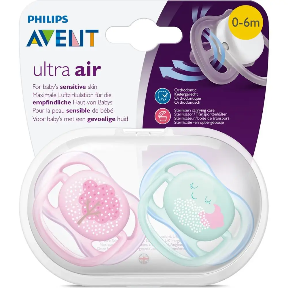 Детская Соска-пустышка Philips Avent SCF343 / 20 Ultra Air для девочек 0 - 6 месяцев 2 шт. | Мать и