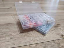 Mordoa-caja de almacenamiento de cuentas de plástico transparente con 28 ranuras, caja organizadora para herramientas de manicura de decoración de uñas, expositor de joyería