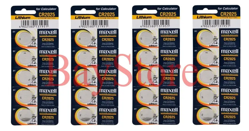 

4 LOT/20 PCS Maxell CR2025 150mAh 3V Lithium Coin Cell Battery _ Made In Japan 12/2028