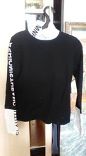 Tshirt Chic Patchwork Cotton Tops Broshed Long-Sleeve Tees Letter T00514A Fall Thick