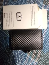 Tarjetero doble de fibra de carbono anti RFID para hombre, funda de metal para tarjetas, billetera minimalista