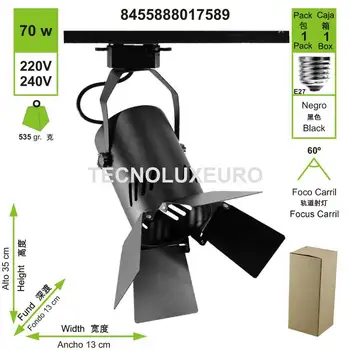 

Foco Carril E27 Aluminio Tipo Cinema (Negro) 17589