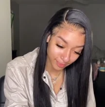 Rosabeauty-Peluca de cabello humano Remy para mujeres negras, 4x4 postizo Frontal de encaje, 28 y 30 pulgadas, pelo liso brasileño predespuntado