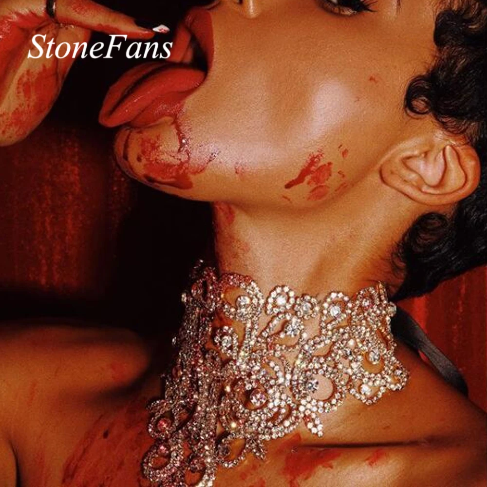 Stonefans, роскошные ювелирные изделия, стразы, цветок, колье, ожерелье для женщин, Bling Crystal Bib, ожерелье, массивные ювелирные изделия, аксессуары