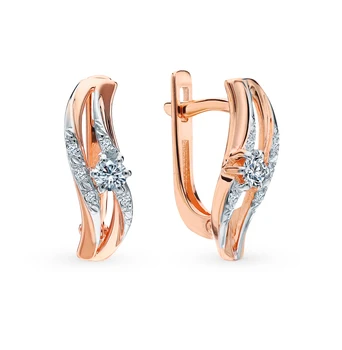 

Gold earrings with diamonds sunlight sample 585