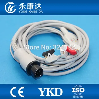 

6 pin ECG Cable with 3LD AHA Clip No resistance for BCI/CSI/Sapcelabs/Goldway/GE/Nellcor/Nihon Kohden/zoll/WELCH ALLYN