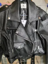 Jacket Short Winter Coat Faux-Leather Mozuleva Black Women Retro PU Turn-Down-Neck Loose