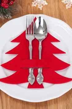 

6Pcs/lot New Year Mini Christmas Ornaments Noel Pine Tree Service Decoration Tableware Knife Fork for Home Table