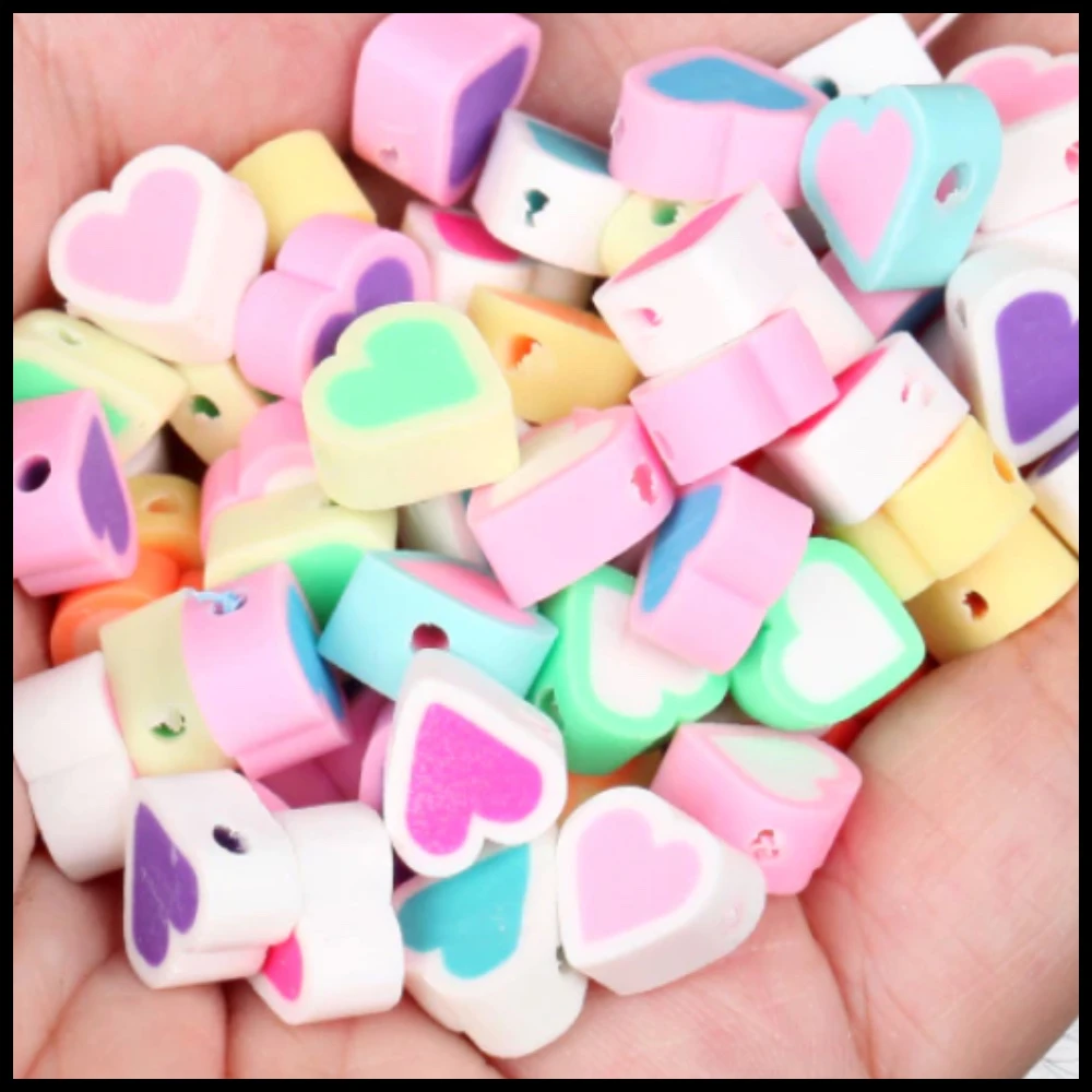 20 X Cuentas de corazones 2 colores corazón de Arcilla polimerica para hacer Pulseras Collar abalorios Colores Variados, Accesorios Joyería Bisutería a Mano DIY| - AliExpress