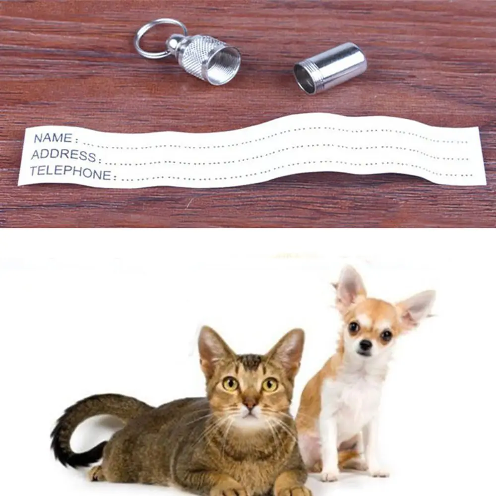

Anti-Lost Pet Dog Cat ID Stainless Steel Tag Name Address Barrel Tube Aluminum Alloy Pet Dog Cat ID Tags Collar