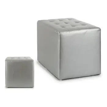 

Pouffe Leather Silver (45 x 45 x 45 cm)