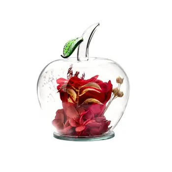 

Red rose + Glass apple shape Mother's Day Valentine's Day holiday rose Eternal flower can be saved forever -1