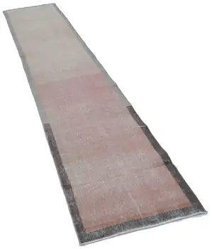 

74x372 Cm Beige Handmade Overdyed Runner Rug-2x12 Ft