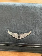 Alas decoradas bolso de un solo hombro de mujer casual moda desenfadada dos cadenas Bolsa Bandolera bolsos de cuero