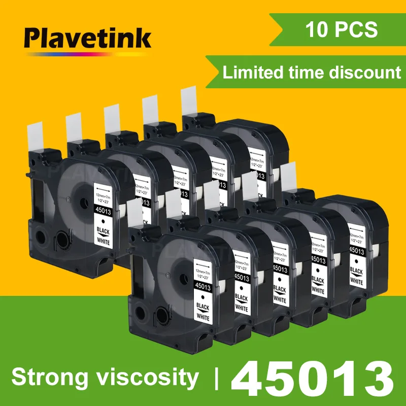 Plavetink Fita para Dymo d1 10 Peças Compatível com Fitas de 12 mm 45010 45013 40913 43613 43610 Gerenciador de Etiqueta Dymo lm 160