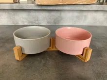 Cat-Bowl Product-Supplies Puppy-Feeder Pet-Food Dogs Ceramic Double And 