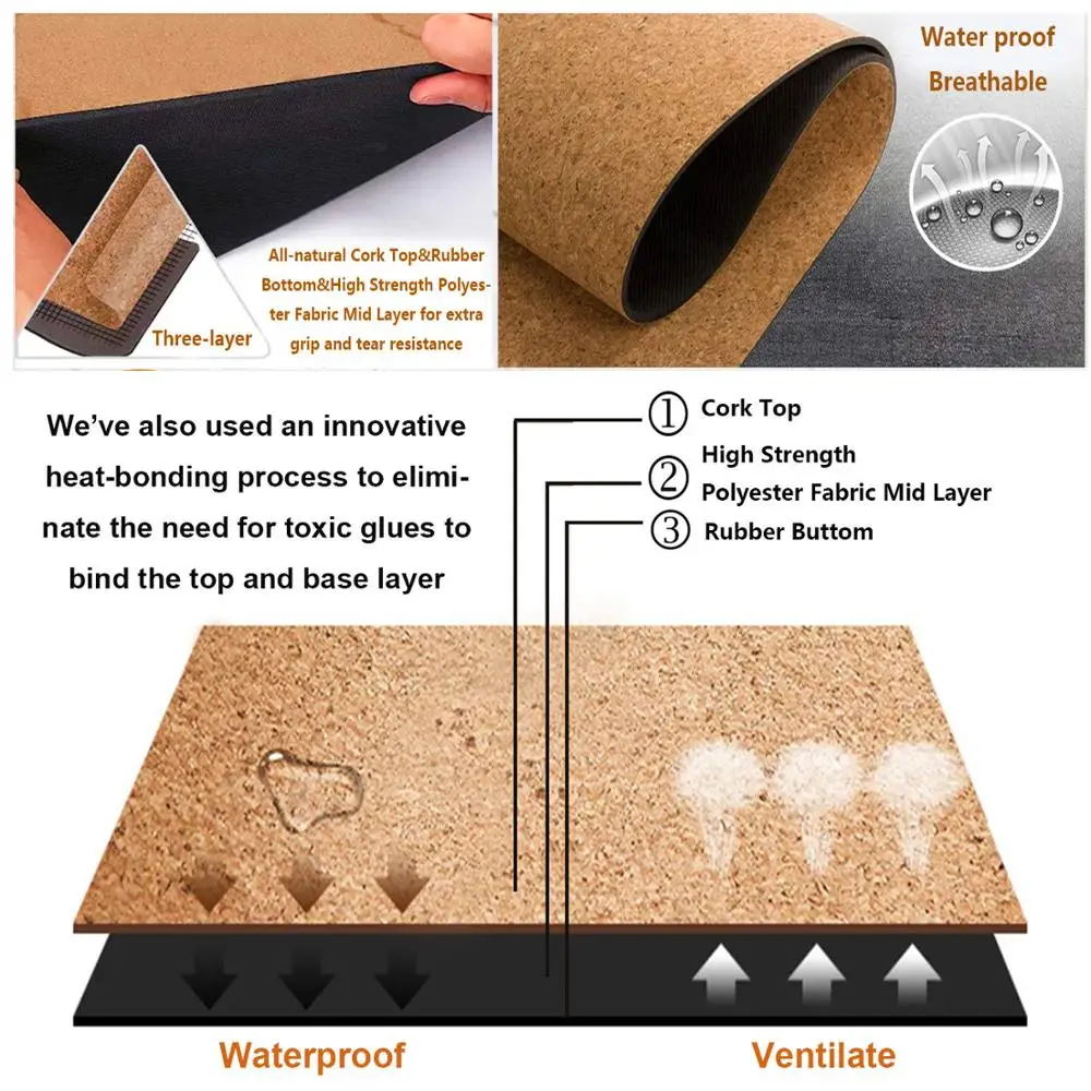 Пробковый коврик для йоги, нескользящая Органическая пробка из натурального каучука с мешком для йоги, для горячей Йога, гимнастика, нетоксичный латекс, бесплатные спортивные упражнения