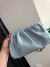 Bolso de mano de día para mujer, cadena dorada gruesa, pinza para masa, bolso de hombro, bolsa de hombro, Baguette plisado, 2021